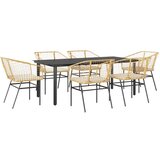 Vrtna garnitura - 6-dijelni vrtni blagovaonski set s jastucima poliratan i staklo Smeđa i krem ​​bijela 200 x 100 x 74 cm 6 | shoptok.hr