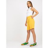Fashion Hunters Elegant dark yellow long shorts with a high waist Cene