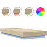 vidaXL Posteljni okvir z LED lučkami sonoma hrast 100x200 cm, (21086536) Cene