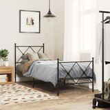 Furnova Kovinski posteljni okvir z vzglavjem in vznožjem črn 75x190 cm, (21940355) | Shoptok.si