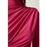  Women's Pink Gathered Detailed High Neck Sandy Blouse | Shoptok.si