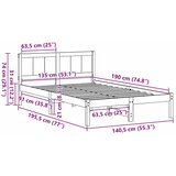  Krevetna konstrukcija Smeđa 135 x 190 cm Čvrsto borovo drvo | shoptok.hr