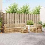  Set vanjskih sofa 7 kom. Bijela i bež Poliester 59 x 59 x 37 cm | Shoptok.si