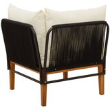  Kutni vrtni kauč s jastucima Masivno drvo akacije i konopac - Crna i krem bijela Kutna sofa | shoptok.hr