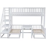 Möbrio Pogradna postelja 90x200 cm + 120x200 cm s stopnicami, nastavljivo mizico za kavo in funkcijo kavča, bela, (22060426) | Shoptok.si