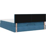 vidaXL Otomanska postelja z vzmetnico Temno modra 160x200 cm Žamet | Shoptok.si