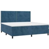  Box spring postelja z vzmetnico LED temno modra 200x200cm žamet | Shoptok.si