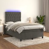  Krevet box spring s madracem LED tamnosivi 120 x 200 cm baršun | shoptok.hr
