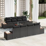 vidaXL 9 Dijelni Vrtni Sofa Set s Jastučićima Crni Poli Ratan Akacija Cijene