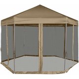  Šesterokutni šator sa stijenkama 3,6 x 3,1 m smeđesivi 220 g/m² | shoptok.hr