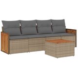  5-dijelni vrtni set sofa s jastucima bež od poliratana | shoptok.hr