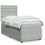 vidaXL Box spring postelja z vzmetnico svetlo siva 90x200 cm žamet Cene