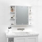 Ormarić s ogledalom i LED svjetlima sjajni bijeli 70x16,5x60 cm | Eponuda.ba