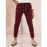 DStreet Spodnie damskie CHARMYOU jeansowe z paskiem bordowe | shoptok.hr