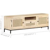 vidaXL TV ormarić 120x30x40 cm od masivnog drva manga i prirodne trske | shoptok.hr