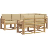  Set vanjskih sofa 7 kom. Bijela i bež Poliester Smeđa 247 x 128,5 x 73 cm | shoptok.hr