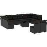  13-dijelni set vrtnih sofa s jastucima poliratan crni | shoptok.hr