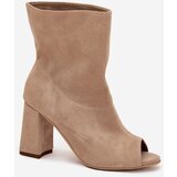 Boto Suede Ankle Boots With Open Toes Beige Zazoo 3830 | shoptok.hr