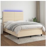 vidaXL Krevet box spring s madracem LED krem 140x190 cm od tkanine | shoptok.hr