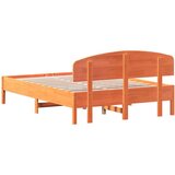 vidaXL Posteljni okvir z vzglavjem voščeno rjava 135x190 cm borovina | Shoptok.si