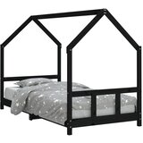  The Living Store Otroški posteljni okvir črn 90x190 cm trdna borovina - Otroški Posteljni Okvir, (21445531) | Shoptok.si