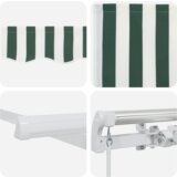 vidaXL ročna retraktibilna tenda Zelena in bela 600x300 cm, tenda zamenjava blaga za okvir 6x3 m Zelena in bela | Shoptok.si