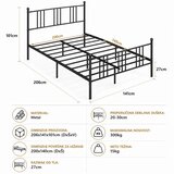 Domaro Metalni krevet 140x200cm sa uzglavljem Slike