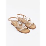 Shelvt Beige sandals decorated with rhinestones | Shoptok.si