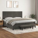Maison Chic Box spring postelja - Vzmetna postelja z vzmetnico temno siva 200x200 cm žamet SL20689, (21893491) | Shoptok.si