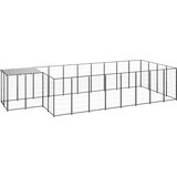 vidaXL Pasji boks črn 10,89 m² jeklo, (20799119) | Shoptok.si