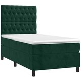 Krevet box spring s madracem LED tamnozeleni 90x190 cm baršun | Eponuda.ba