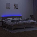  Box spring postelja z vzmetnico LED taupe 200x200 cm blago | Shoptok.si