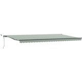 vidaXL Avtomatska Retraktibilna Tenda z LED Zelena in Bela 600x300 cm, Tenda za zamenjavo tkanine za okvir 6x3 m Zelena in Bela | Shoptok.si