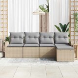  Set sofe 5 kom. Bež i svijetlo siva poliratan 124 x 62 x 85 cm | Shoptok.si