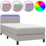 Maison Chic Box spring postelja - Vzmetna postelja z vzmetnico LED svetlo siva 90x190 cm blago SL2776, (21901599) Cene