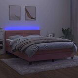  Box spring s madracem LED ružičasti 140x190cm baršunasti | shoptok.hr