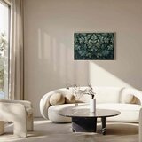  Slika - Dark Green Victorian Leaves: Botanical Carved Composition 90x60 U prirodnom drvenom okviru | shoptok.hr