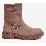 Boto Women's Flat Heel Boots with Buckles Dark Beige Bliggore | Shoptok.si