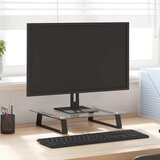 Stalak za monitor crni 40x35x8 cm kaljeno staklo i metal | shoptok.hr