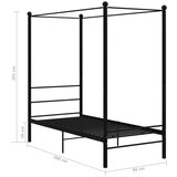  Posteljni okvir z ogrodjem za baldahin črn kovinski 90x200 cm, (20606141) | Shoptok.si