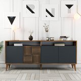 Kalune Design Antracitno siva/u prirodnoj boji niska komoda u dekoru oraha 180x79 cm Milan – | shoptok.hr