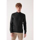 Avva Men's Anthracite Knitwear Sweater Half Turtleneck Front Textured Cotton Standard Fit Regular Cut Cene