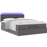 vidaXL Otomanski posteljni okvir z vzmetnico siv 140x200 cm um. usnje | Shoptok.si