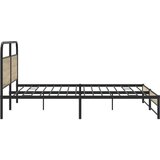 vidaXL Kovinski posteljni okvir brez vzmetnice dimljen hrast 180x200cm | Shoptok.si
