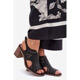 Boto Ladies Perforated Sandals On Heel Black Tosine | shoptok.hr