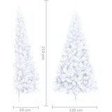 vidaXL Polovična novoletna jelka s stojalom bela 210 cm PVC | Shoptok.si