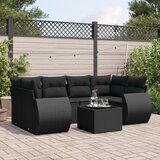 Maison Chic Seti vrtnega pohištva - Vrtna garnitura - Vrtni pohištvo set 7-delna z blazinami črn poli ratan, (21801330) | Shoptok.si