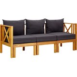 vidaXL Vrtna klupa za 3 osobe s jastucima 179cm masivno bagremovo drvo | shoptok.hr