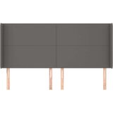  Vzglavje z ušesi sivo 163x16x118/128 cm umetno usnje, (20933783) | Shoptok.si