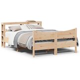 Maison Chic Posteljni okvir - Dvoposteljna postelja - Zakonska postelja z vzglavjem 140x190 cm trdna borovina, (21692320) | Shoptok.si